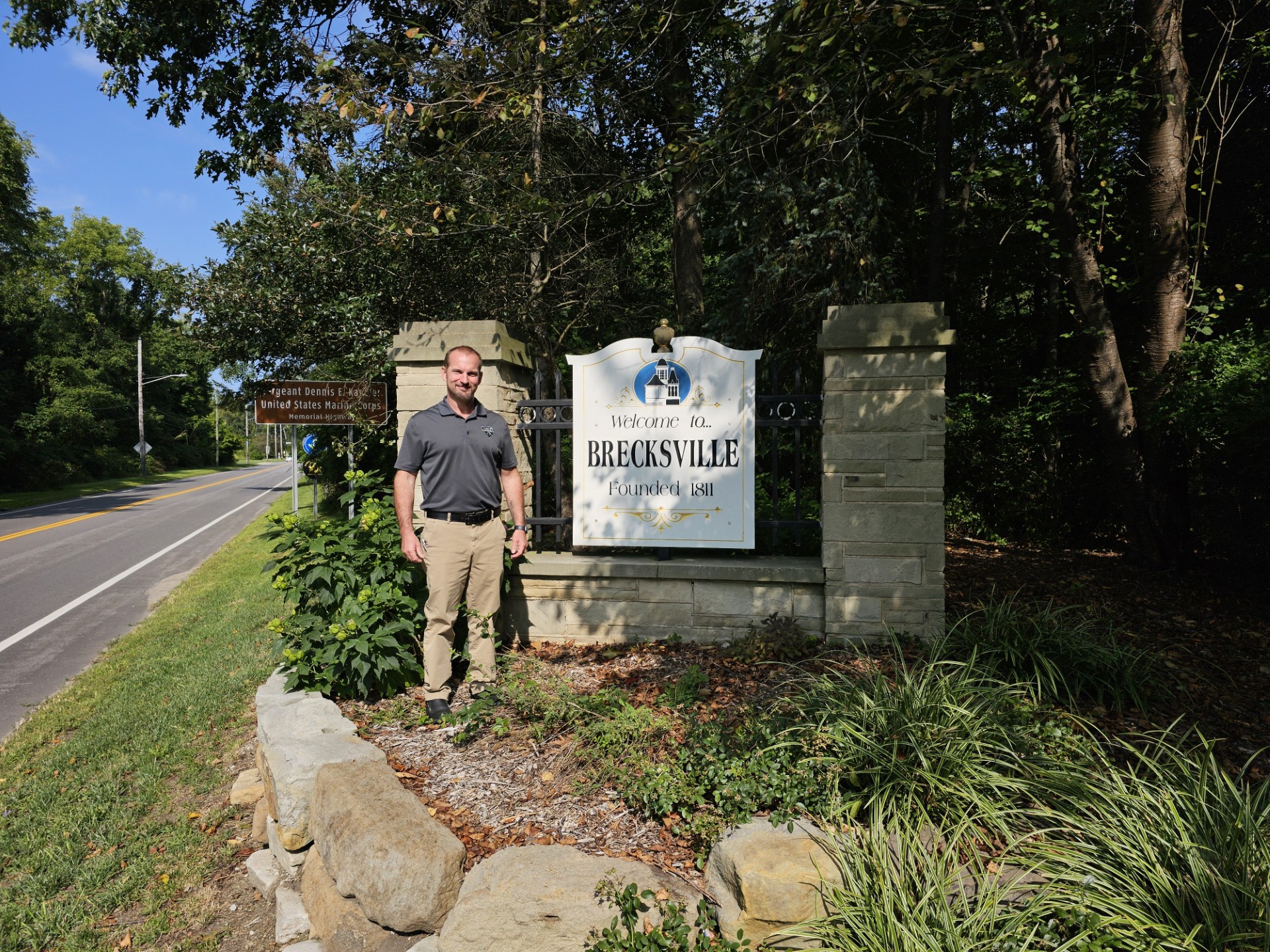 Mike at Brecksville Welcome Sign